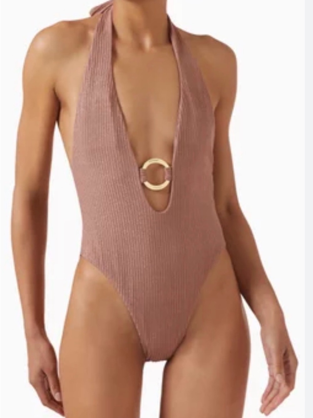 Monday Swimwear Montego One Piece in Mauve Lurex Rib